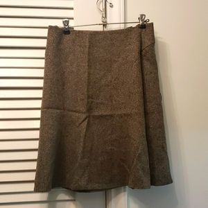MAX STUDIO Tweed Wool Midi Skirt Browns SZ 2